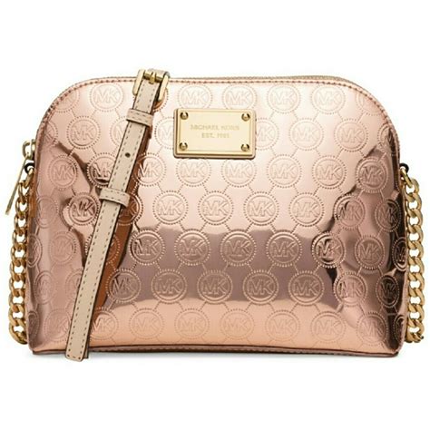 michael kors rose gold crossbody purse dome|michael kors gold purse large.